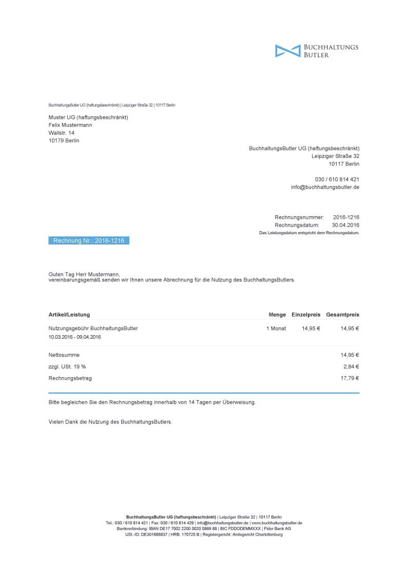 Rechnungsprogramm BuchhaltungsButler | Einfach & Online!
