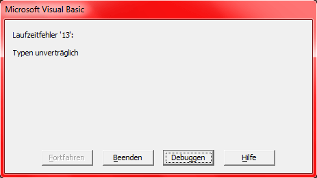 Fehlermeldung