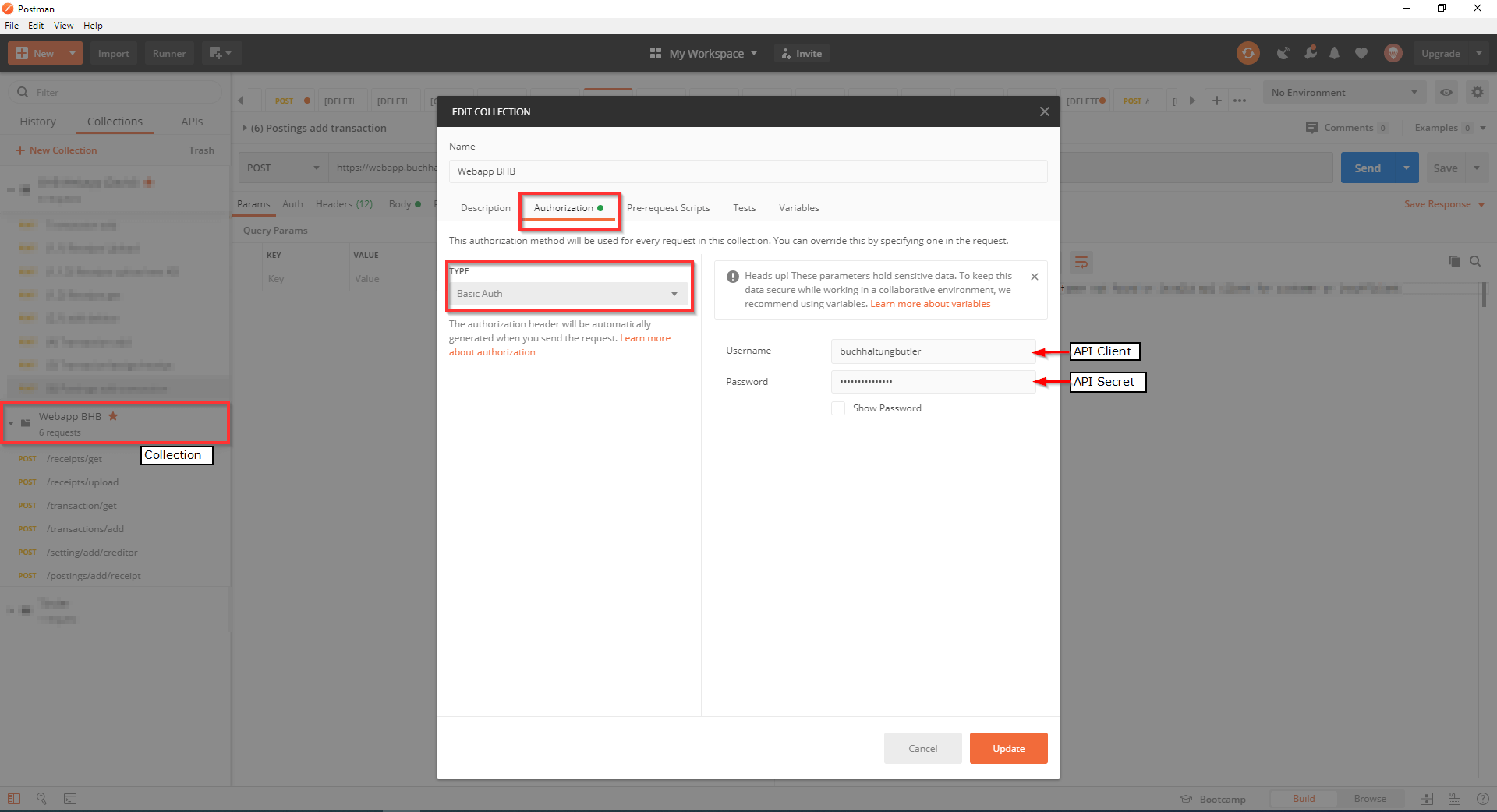 Postman testing Api Requests Collection Auth Client Screenshot 2