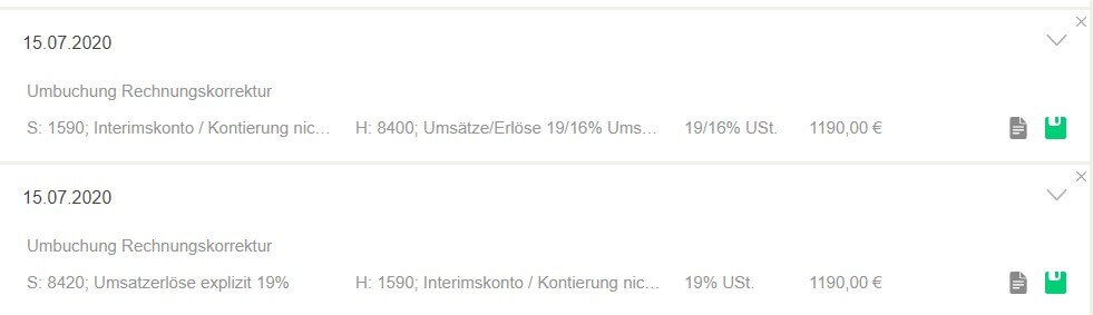 Rechnungskorrektur ohne Zahlung