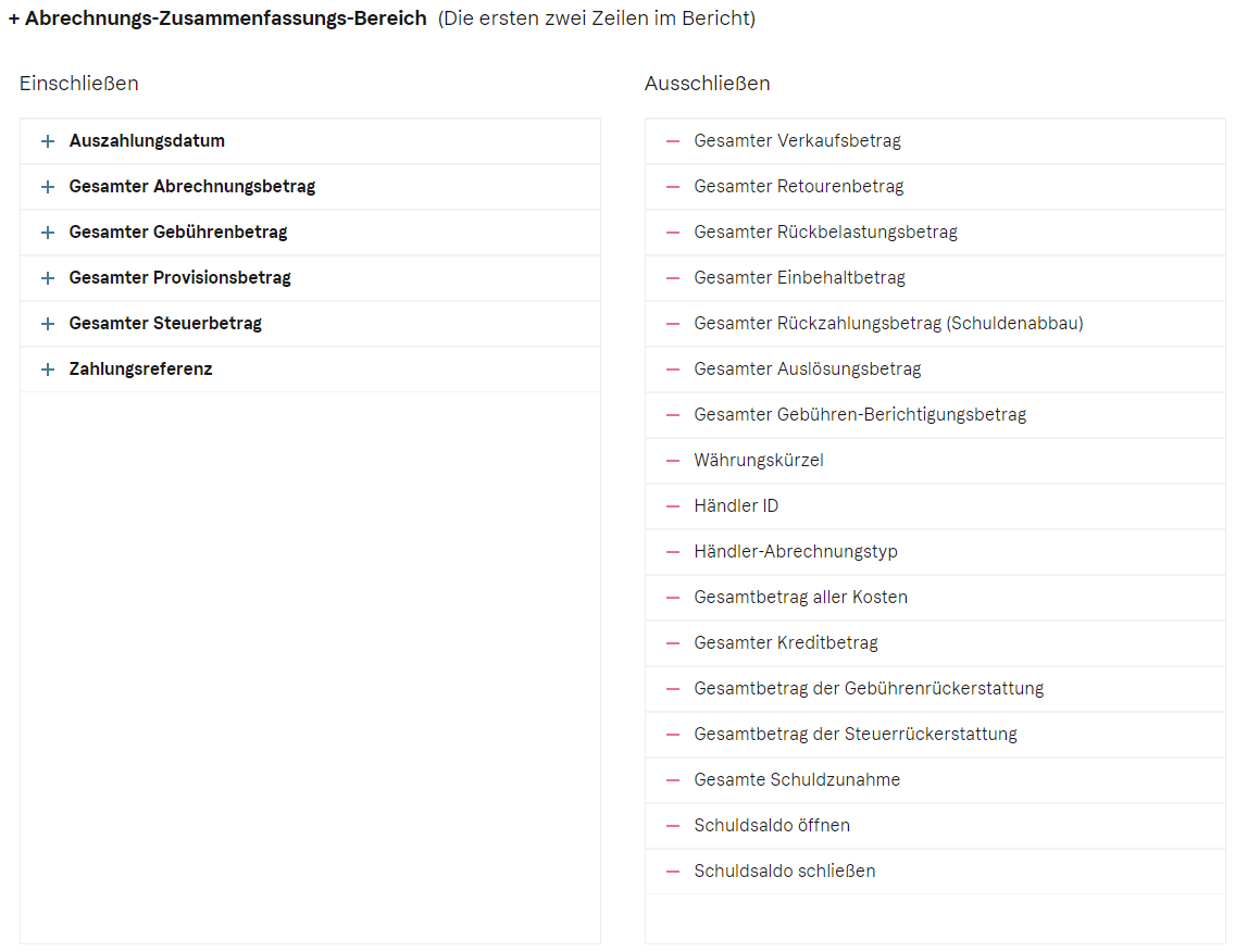 Abrechnungszusammenfassungsbereich individualisieren