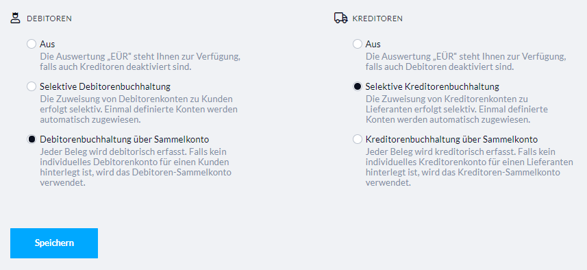 Aktivierung Debitoren und Kreditoren