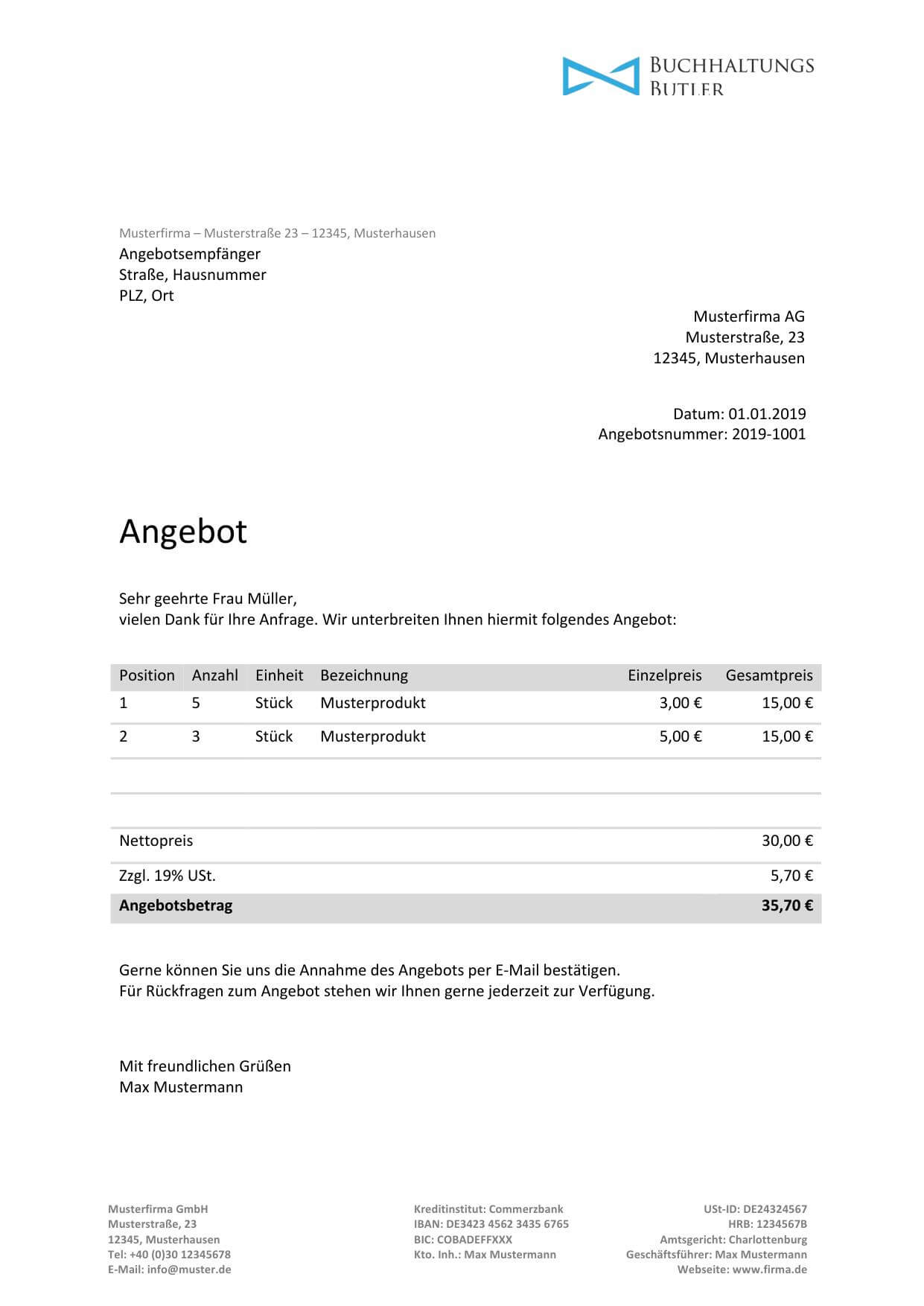 angebotsvorlage