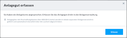 Anlagegut erfassen