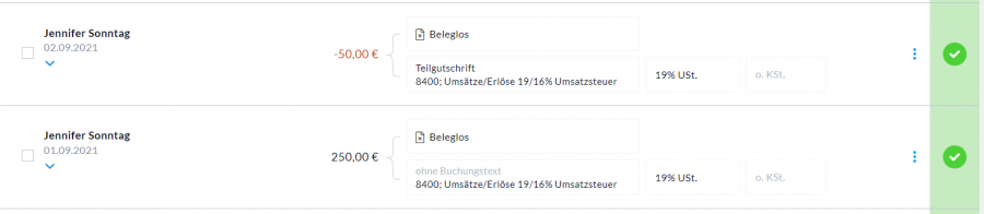 Beispiel Teilgutschrift
