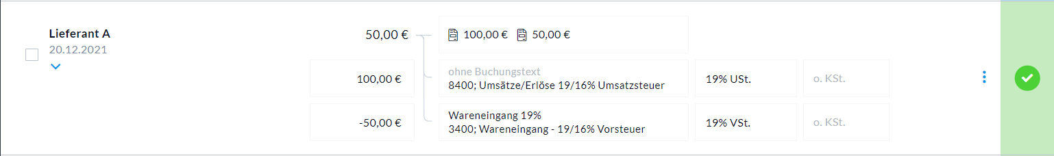 Beispiel Teilbuchung