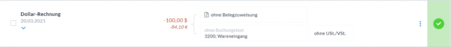 Buchung ohne Umrechnungszahlung
