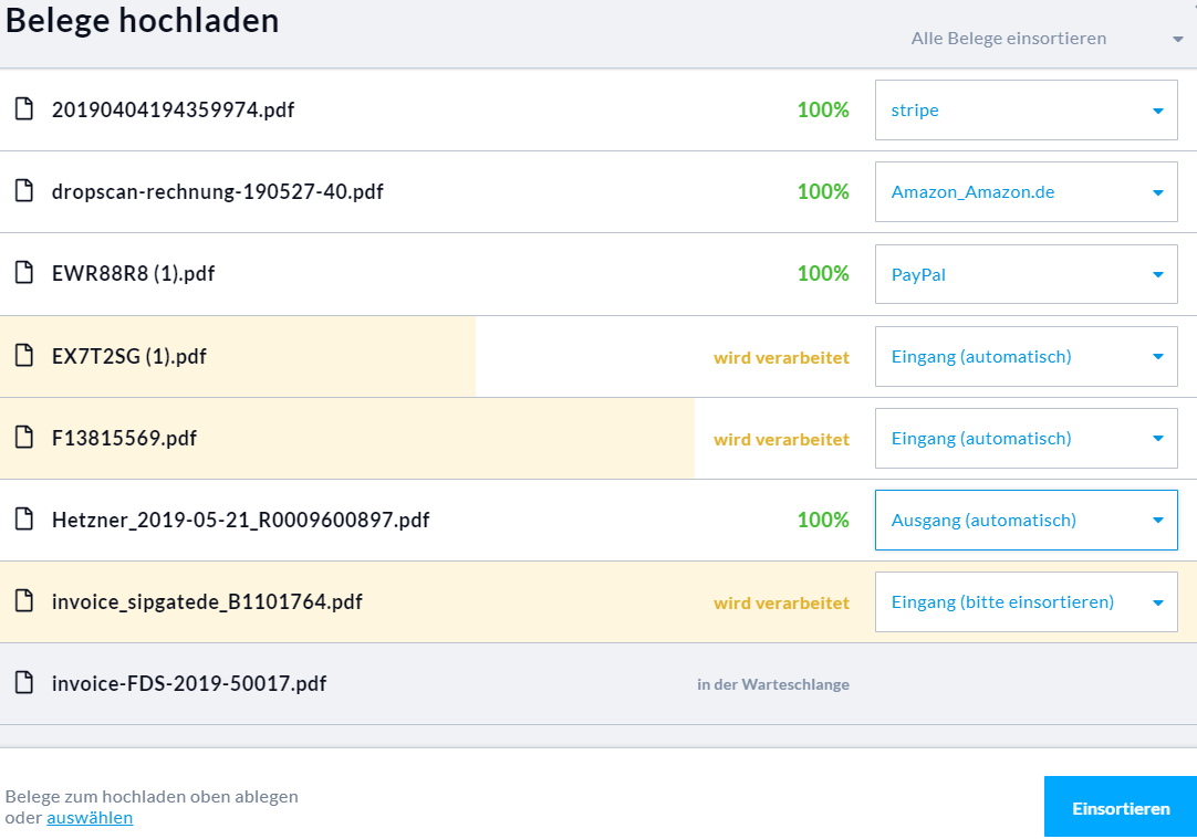 Belegupload im Redesign
