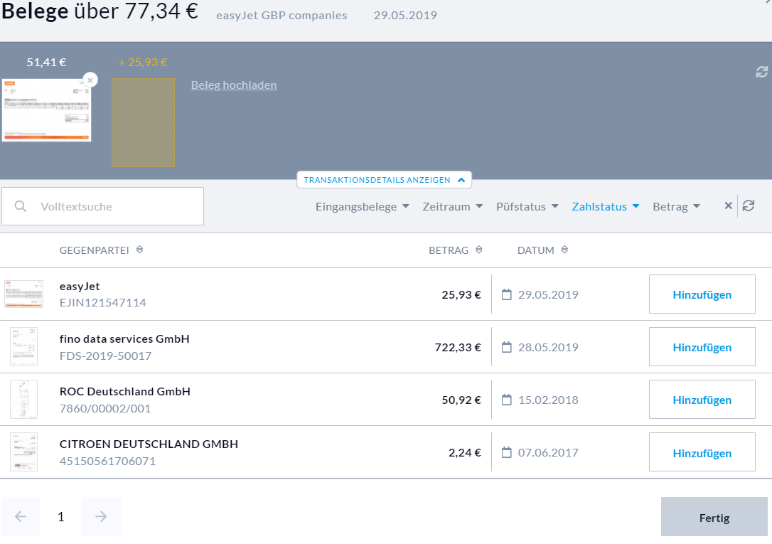 Belegzuweisung im Redesign