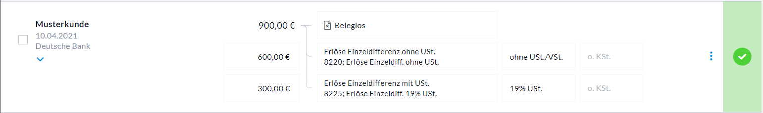 Buchungsbeispiel Einzeldifferenzbesteuerung