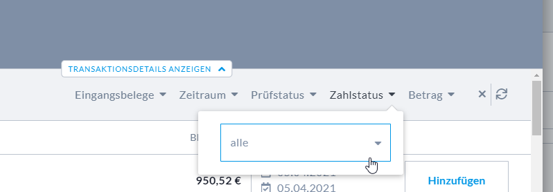 Einen Beleg mehreren Zahlungen zuweisen