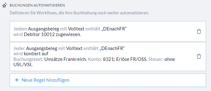 Einsatz von Automatisierungsregeln über Codes