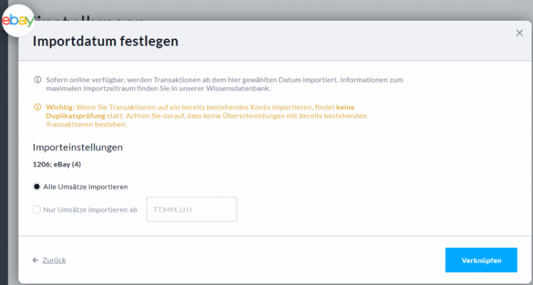Festlegen des Importzeitraums