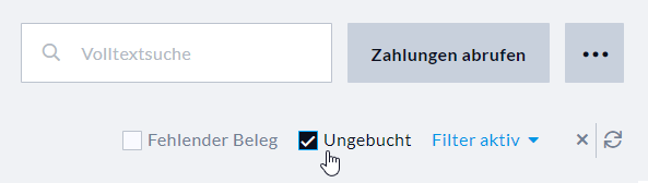 Filter ungebuchte Zahlung