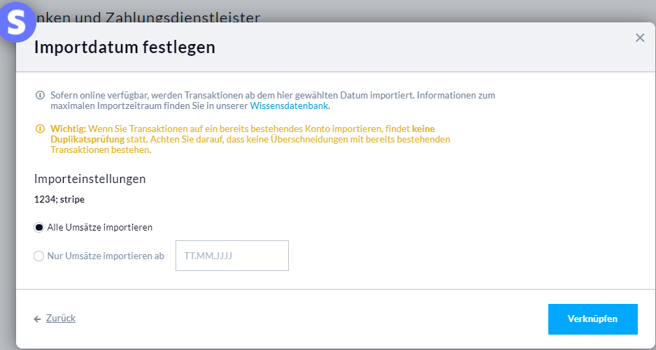 Importdatum festlegen