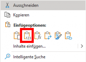 Inhalte als Werte einfügen