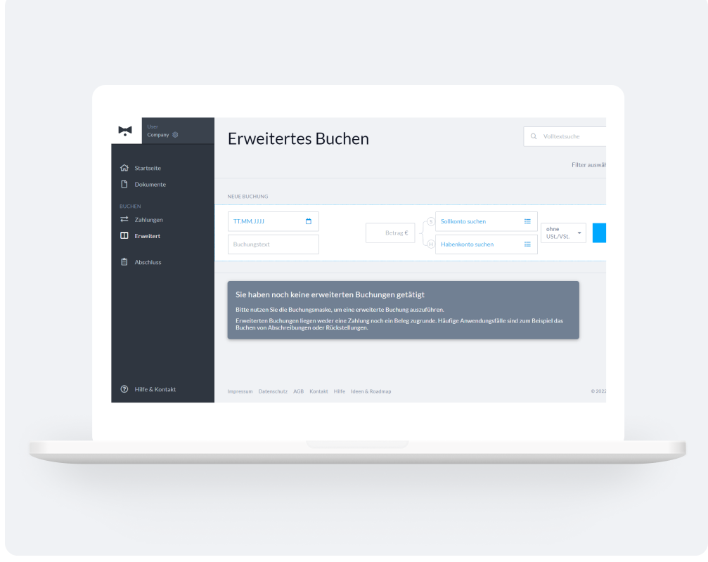 BuchhaltungsButler Webapp Erweitertes Buchen