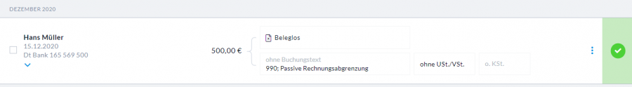 Buchung zum Zahlungsdatum pRap