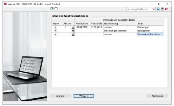 Agenda XML import verzeichnis upload