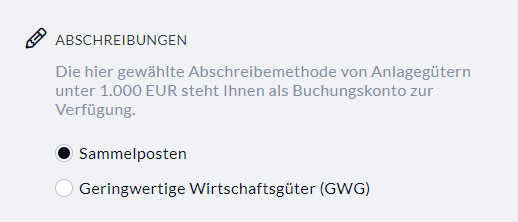 Abschreibungsart wählen