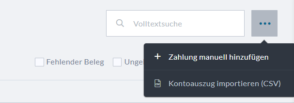 Zahlung manuell hinzufügen wählen