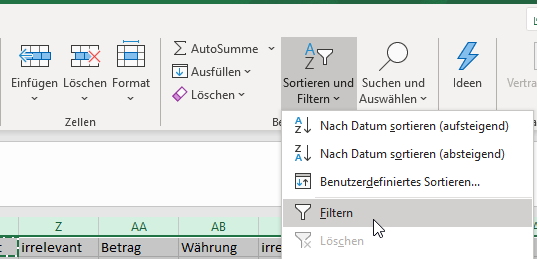 Sortieren und Filtern