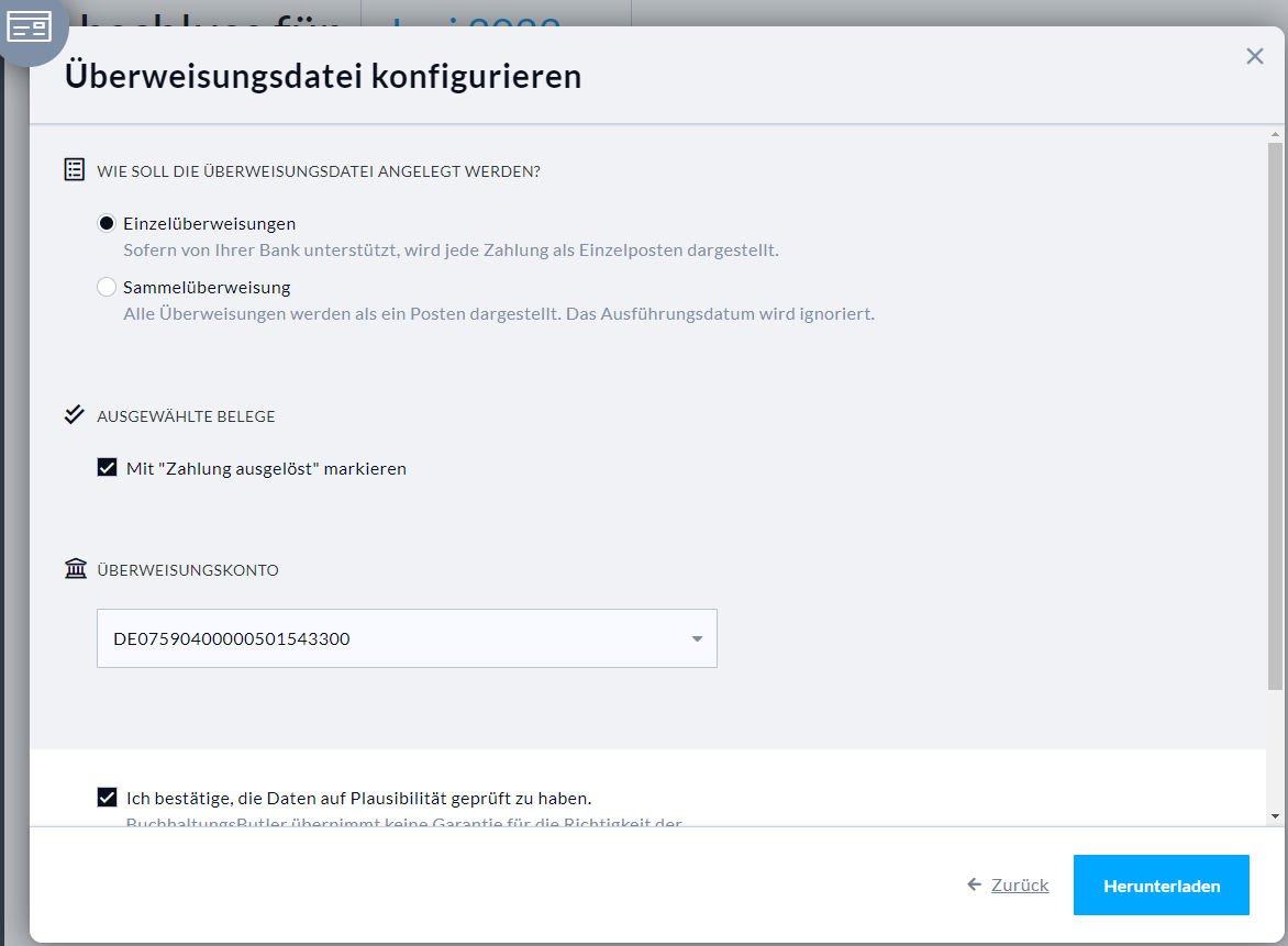 Überweisungsdatei konfigurieren