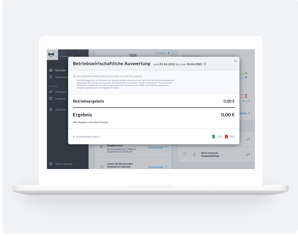 BuchhaltungsButler Webapp Betriebswirtschaftliche Auswertung
